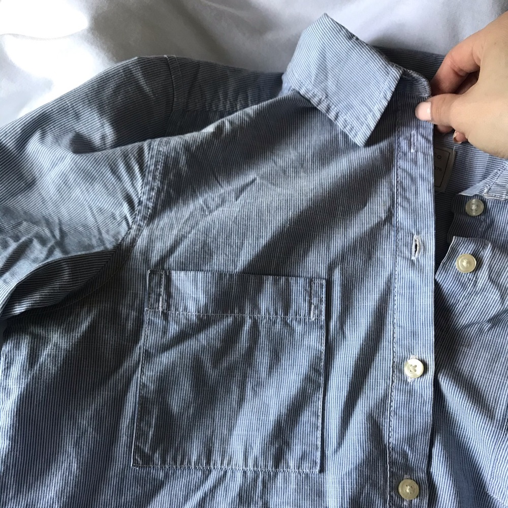 Oversized blue stripped button up!
